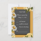 ブラックオニキスのレトロホワイトオレンジマーガレットの花 出欠カード (正面)