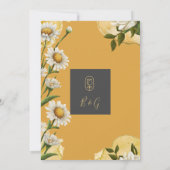 ブラックオニキスのレトロホワイトオレンジマーガレットの花 招待状 (裏面)