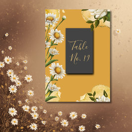 ブラックオニキスのレトロホワイトオレンジマーガレットテーブルカード テーブルナンバー