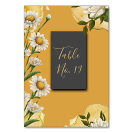 ブラックオニキスのレトロホワイトオレンジマーガレットテーブルカード テーブルナンバー