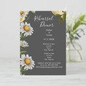 ブラックオニキスのレトロマーガレットの花のリハーサルディナー 招待状 (スタンド正面)