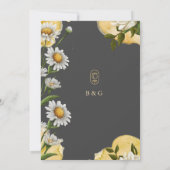 ブラックオニキスのレトロマーガレットの花のリハーサルディナー 招待状 (裏面)