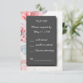 ブラックオニキスフローラバラ結婚式RSVPレスポンスカード 出欠カード (スタンド正面)