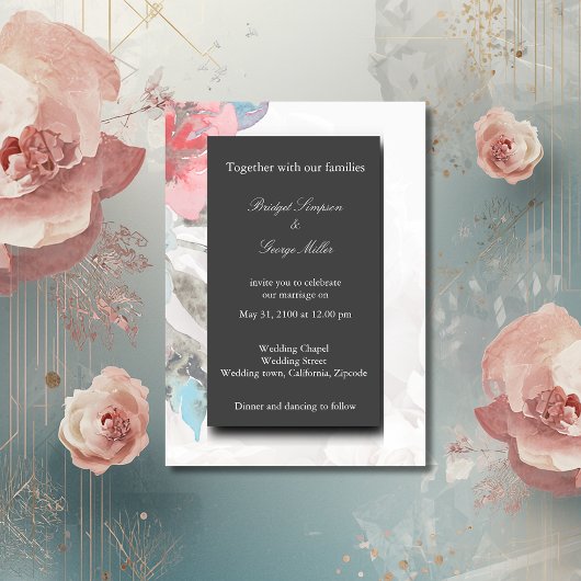 ブラックオニキスフローラヤモフラワー結婚バラ 招待状