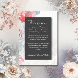 ブラックオニキスフローラ水色ワイルドフラワー結婚ズ サンキューカード