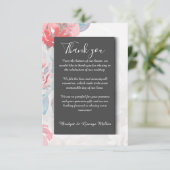 ブラックオニキスフローラ水色ワイルドフラワー結婚ズ サンキューカード (スタンド正面)