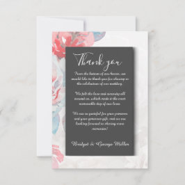 ブラックオニキスフローラ水色ワイルドフラワー結婚ズ サンキューカード