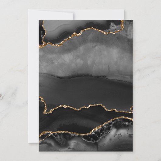 ブラックオニキス アゲート 大理石 アーチのキンセアニエラ 招待状 (裏面)