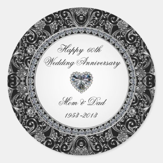 ブラックオニックススタイル結婚ダイヤモンド記念日 ラウンドシール (正面)