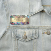 ブラックオパールフェイクゴールドフォイルグリッター名タグ 名札 (インサイチュ)