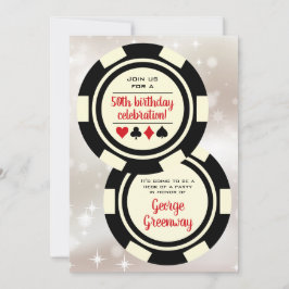 ブラックオフホワイトトランプのポーカーチップラスベガス誕生日 招待状