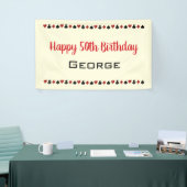 ブラックオフホワイト赤遊のカードスーツ誕生日 横断幕 (トレードショー)