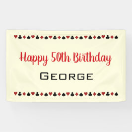 ブラックオフホワイト赤遊のカードスーツ誕生日 横断幕