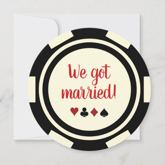 ブラックオフ白トランプのポーカーチップ結婚の打ち上げ発表 招待状 (正面)