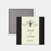 ブラックオフ白（紋章の）フラ・ダ・リ結婚の磁石 マグネット (正面/裏面)