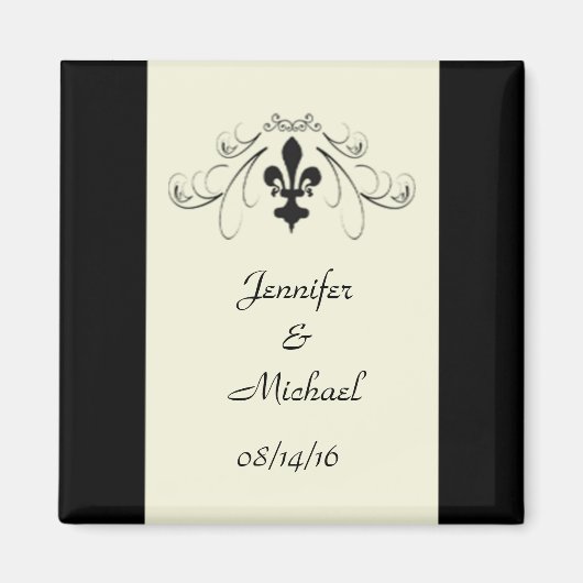 ブラックオフ白（紋章の）フラ・ダ・リ結婚の磁石 マグネット (正面)