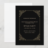 ブラックオプューレントバロックフレームスクリプト・イフタルパーティー 招待状 (正面/裏面)
