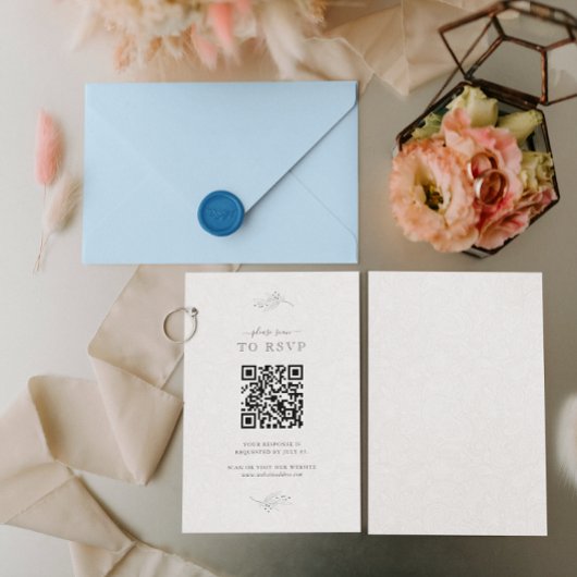 ブラックオミニマルンプラッシュホワイトペイズリーQRコード 招待状