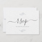 ブラックオミニマルンプラッシュホワイトペイズリーRSVP 招待状 (正面)