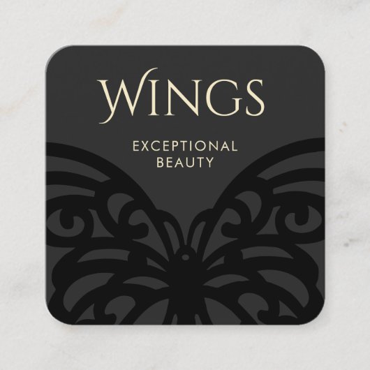 ブラックオモダンンブラックバタフライ スクエア名刺 (正面)