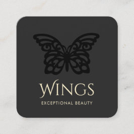 ブラックオモダンンブラックバタフライ スクエア名刺
