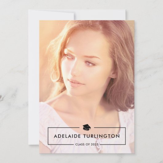 ブラックオモダンーバーレイフルフォト卒業 招待状 (正面)