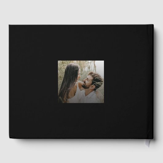 ブラックオモダンーバーレイ付き結婚写真 ゲストブック (裏面)