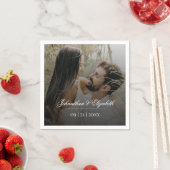 ブラックオモダンーバーレイ付き結婚写真 スタンダードカクテルナプキン (インサイチュ)