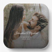 ブラックオモダンーバーレイ付き結婚写真 ペーパープレート (正面)