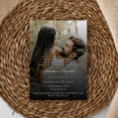 ブラックオモダンーバーレイ付き結婚写真 招待状