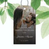 ブラックオモダンーバーレイ結婚式の引き出物付き写真 ギフトタグ