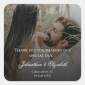 ブラックオモダンーバーレイ結婚式の引き出物付き写真 スクエアシール (正面)