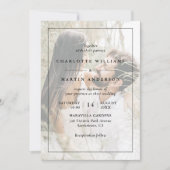 ブラックオモダンーバーレイ2フォト結婚ズ 招待状 (正面)