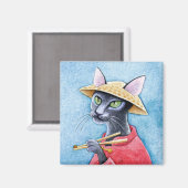 ブラックオリエンタルショートキャットマグネット マグネット (正面/裏面)