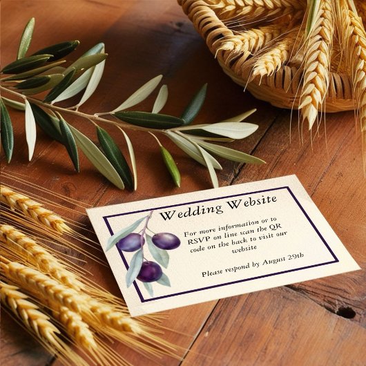 ブラックオリーブの枝の水彩QRコード封入カード エンクロージャーカード