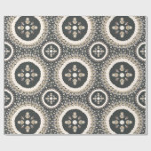 ブラックオリーブエレガント装飾フローラ ラッピングペーパー (フラット)