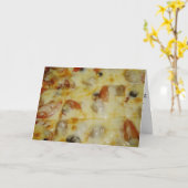 「ブラックオリーブトマト&ソーセージピザ」誕生日カード カード (黄色い花)