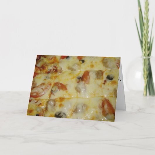 「ブラックオリーブトマト&ソーセージピザ」誕生日カード カード (正面)