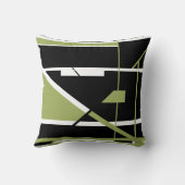 ブラックオリーブホワイトジオメトリック抽象芸術アートデザイン クッション (裏面)