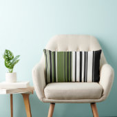 ブラックオリーブ白レトロアストライプートデザイン ランバークッション (椅子)