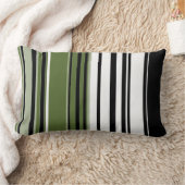 ブラックオリーブ白レトロアストライプートデザイン ランバークッション (ブランケット)