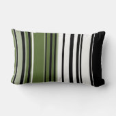 ブラックオリーブ白レトロアストライプートデザイン ランバークッション (裏面)