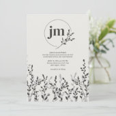 ブラックオリーブ素朴・ワイルドフラワー結婚の写真 招待状 (スタンド正面)
