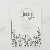 ブラックオリーブ素朴・ワイルドフラワー結婚の写真 招待状 (正面/裏面)