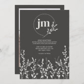 ブラックオリーブ素朴・ワイルドフラワー結婚の写真 招待状 (正面/裏面)