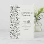 ブラックオリーブ・つる植物写真結婚の花 招待状 (スタンド正面)