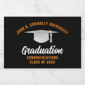 ブラックオレンジおめでとう卒業式パーティー スパークリングワインラベル (シングルラベル)