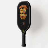 ブラックオレンジおもしろい引用文レトロモノグラム ピックルボールラケット (左)