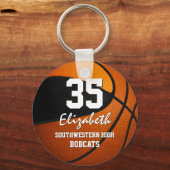 ブラックオレンジのチームは女の子の男の子バスケットボールを色に キーホルダー (正面)