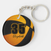 ブラックオレンジのチームは女の子の男の子バスケットボールを色に キーホルダー (裏面)